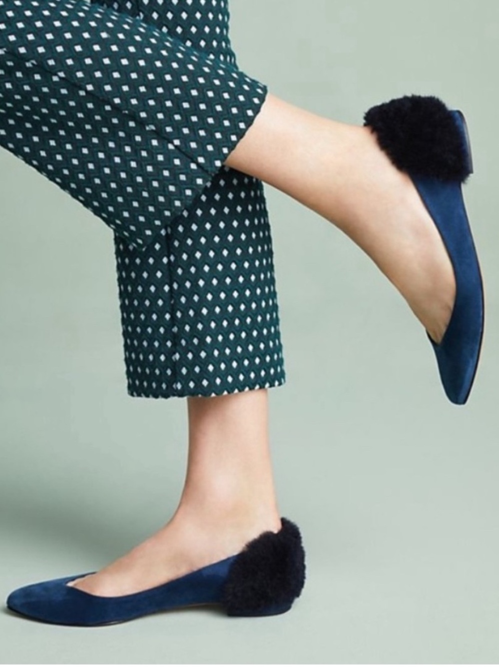 Italian Suede Blue Flats